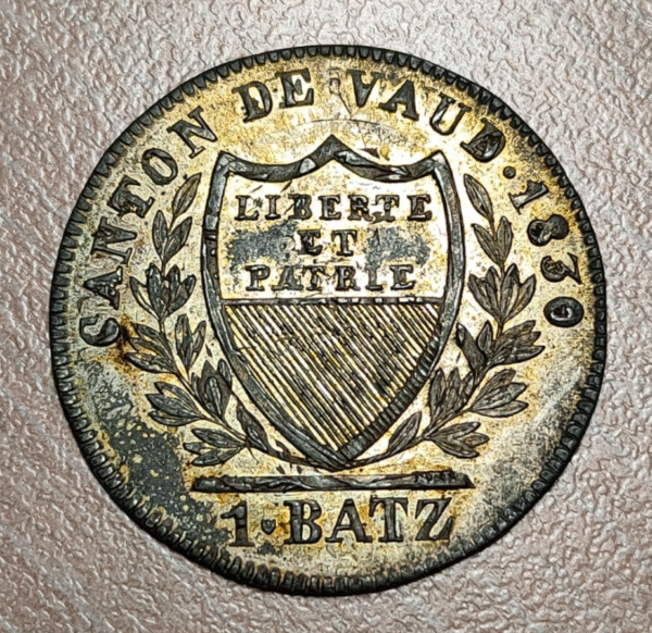 SUIZA SWITZERLAND VAUD 1 BATZEN 1830 EBC/EBC+ - Imagen 2