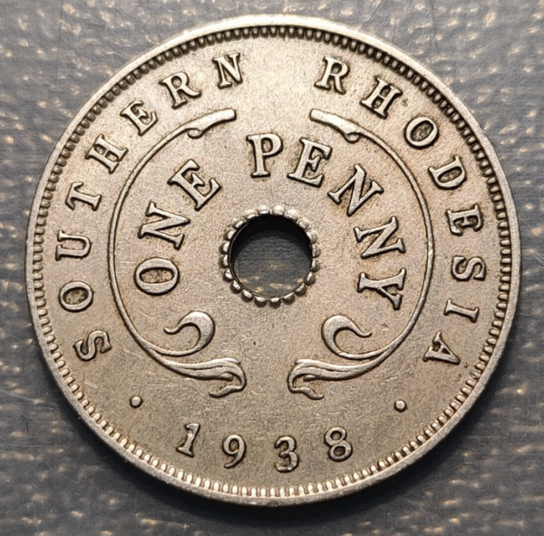 SOUTH RHODESIA RODESIA DEL SUR GEORGE V 1 PENNY 1938 MBC/MBC+ - Imagen 2