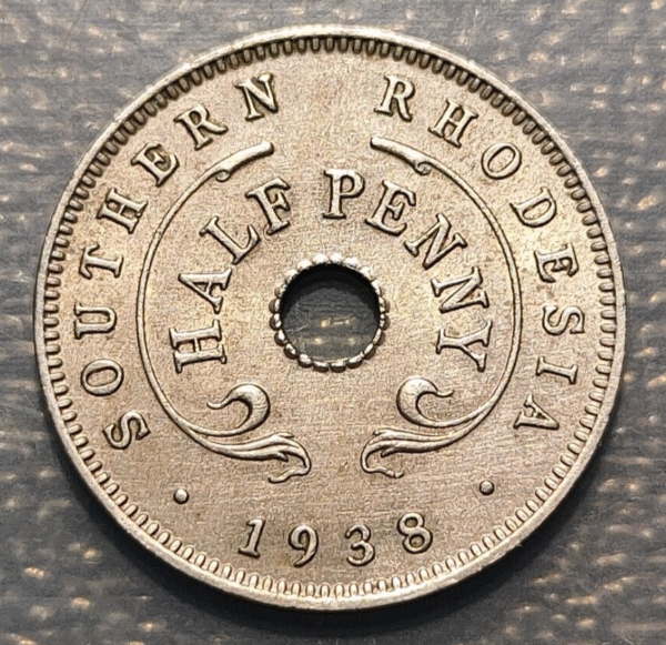 SOUTH RHODESIA RODESIA DEL SUR GEORGE VI 1/2 PENNY 1938 EBC/EBC+ - Imagen 2