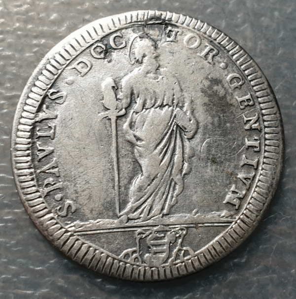 ESTADOS PAPALES PONTIFICIO VATICANO CLEMENTE XI GIULIO AÑO XIV AGUJERO TAPADO - Imagen 2