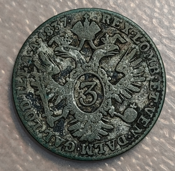 AUSTRIA 3 KREUZER 1837 A - Imagen 2