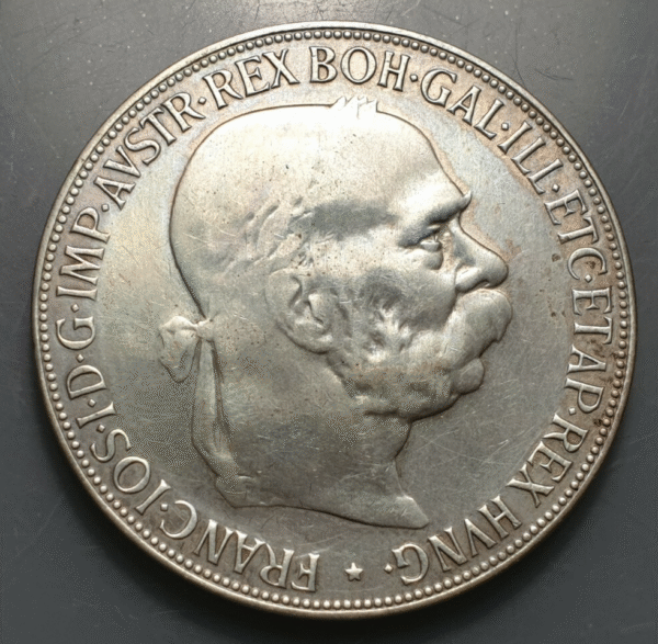 AUSTRIA FRANZ JOSEPH FRANCISCO JOSE 5 CORONA 1900 ESPADA GLOBO GRABADOS PULIDA - Imagen 2