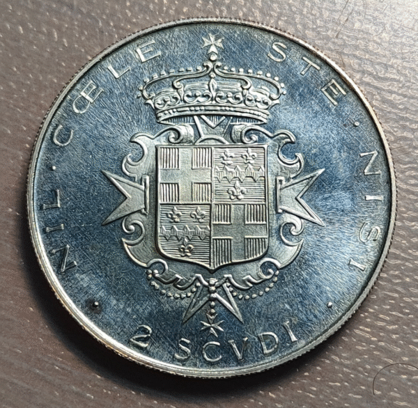 ORDEN DE MALTA ORDER OF MALTA ANGELO DE MOJANO 2 SCUDI 1964 SC-/SC - Imagen 2