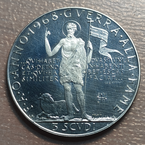 ORDEN DE MALTA ORDER OF MALTA ANGELO DE MOJANO 3 SCUDI 1968 PROOF SC UNC - Imagen 2