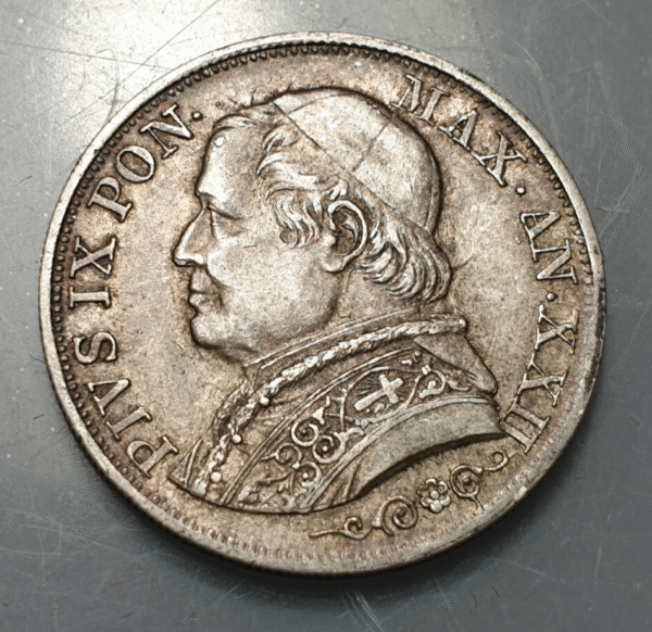 ESTADOS PAPALES PONTIFICIO VATICANO PIO IX 1 LIRA 1867 BUSTO GRANDE SC-EXC METAL