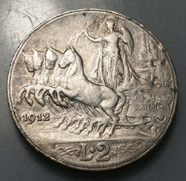 ITALIA REINO VITTORIO EMANUELE III 2 LIRE 2 LIRAS 1912 BC/BC+