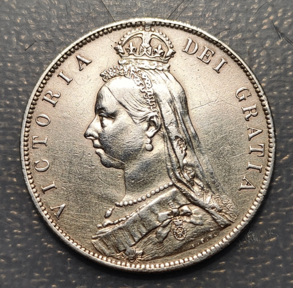 GREAT BRITAIN VICTORIA ENAMELED 1/2 CROWN HALF CROWN 1887 - Imagen 2