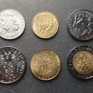 VATICANO JUAN PABLO II SERIE ANUAL MONEDAS 1989 10+20+50+100+200+500 LIRE SC UNC