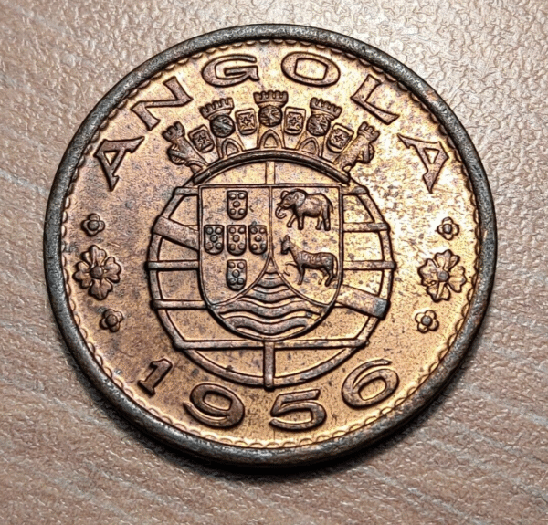 ANGOLA 1 ESCUDO 1956 KM 76 SC UNC BRILLO ORIGINAL