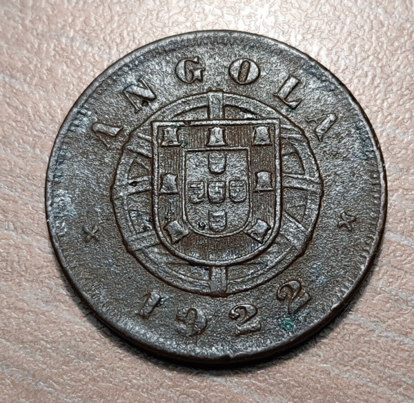 ANGOLA 5 CENTAVOS 1922 KM 62 BC+