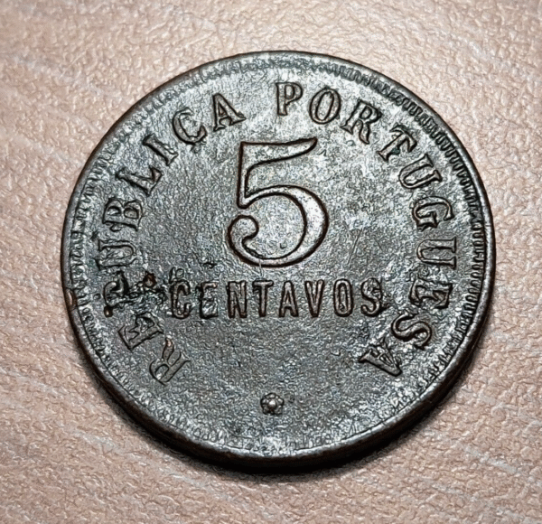 ANGOLA 5 CENTAVOS 1922 KM 62 BC+ - Imagen 2