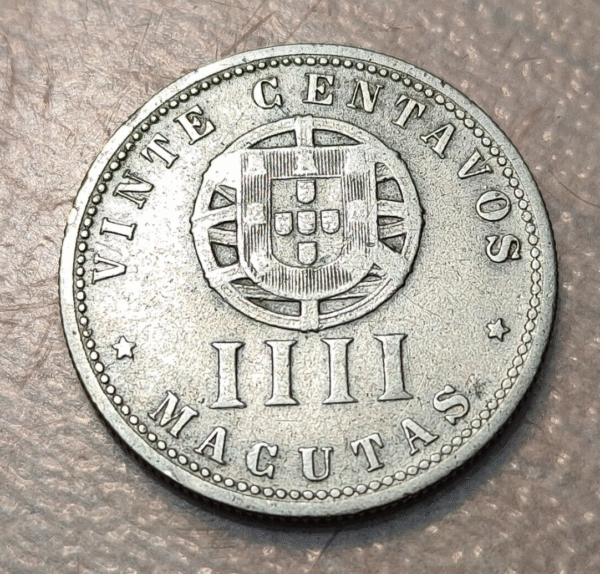 ANGOLA 20 CENTAVOS 4 MACUTAS 1927 KM 68 MBC - Imagen 2