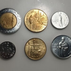 VATICANO JUAN PABLO II SERIE ANUAL MONEDAS 1991 10+20+50+100+200+500 LIRE SC UNC