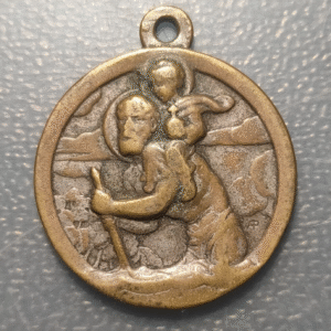 MEDALLA RELIGIOSA SAN CRISTOBAL MASERATI ET FILS TRANSPORTS BRONCE 35x30mm