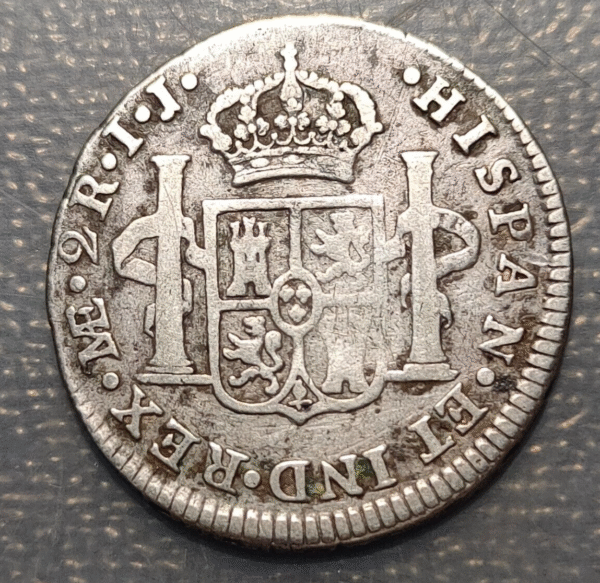 PERU LIMA CARLOS IV CHARLES IV 2 REALES 1794 IJ HAIRLINES - Imagen 2