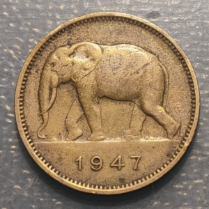 CONGO BELGA BELGIAN CONGO 2 FRANCS 2 FRANCOS 1947 MBC