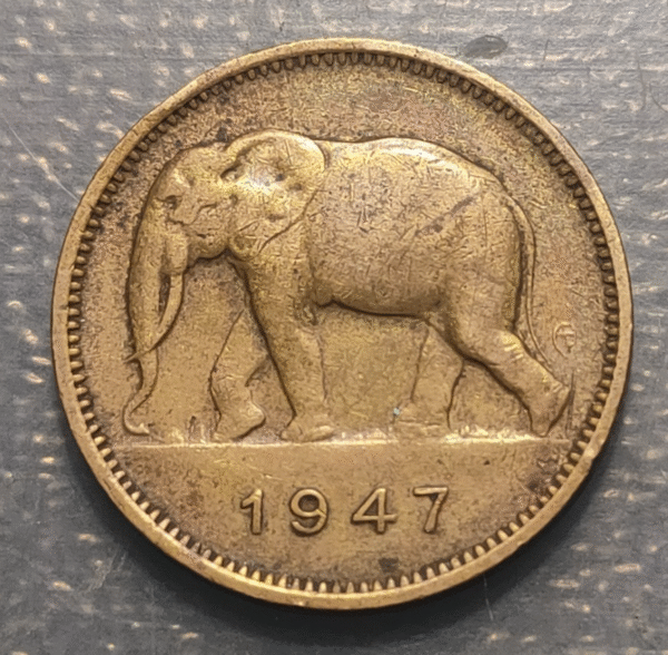 CONGO BELGA BELGIAN CONGO 2 FRANCS 2 FRANCOS 1947 MBC