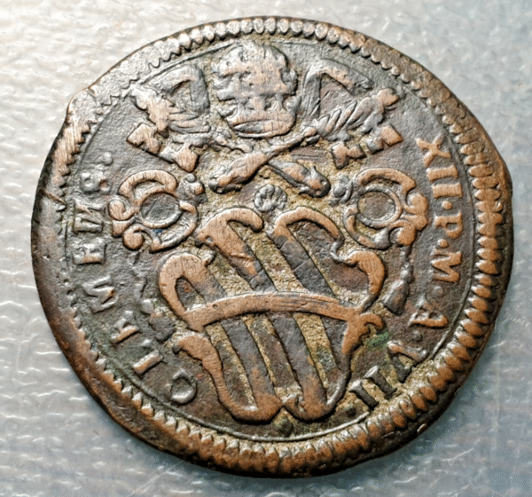 ESTADOS PAPALES PONTIFICIO VATICANO GUBBIO CLEMENTE XII 1 BAIOCCO 1738 MBC