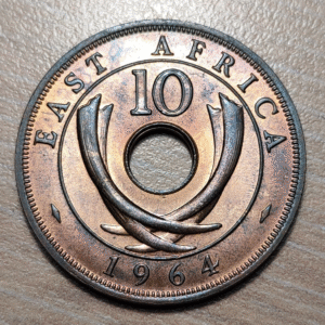 EAST AFRICA ELIZABETH II 10 CENTS 1964 H SC UNC BRILLO ORIGINAL
