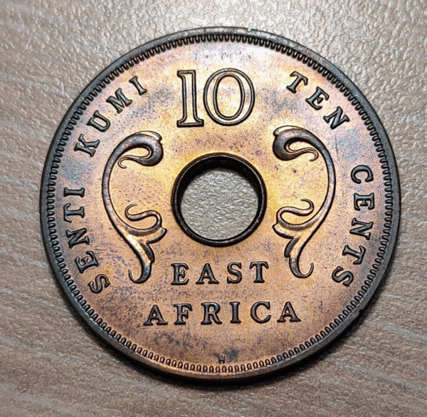 EAST AFRICA ELIZABETH II 10 CENTS 1964 H SC UNC BRILLO ORIGINAL - Imagen 2