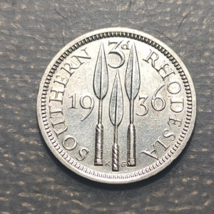 SOUTHERN RHODESIA GEORGE V 3 PENCE 1936 MBC+/EBC