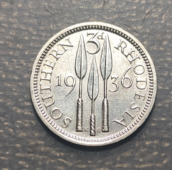 SOUTHERN RHODESIA GEORGE V 3 PENCE 1936 MBC+/EBC