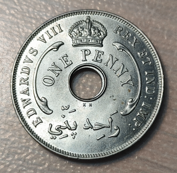 BRITISH WEST AFRICA EDWARD VIII ONE PENNY 1 PENNY 1936 KN KM 16 SC UNC - Imagen 2