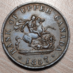 UPPER CANADA 1/2 PENNY HALF PENNY 1857 TOKEN EBC