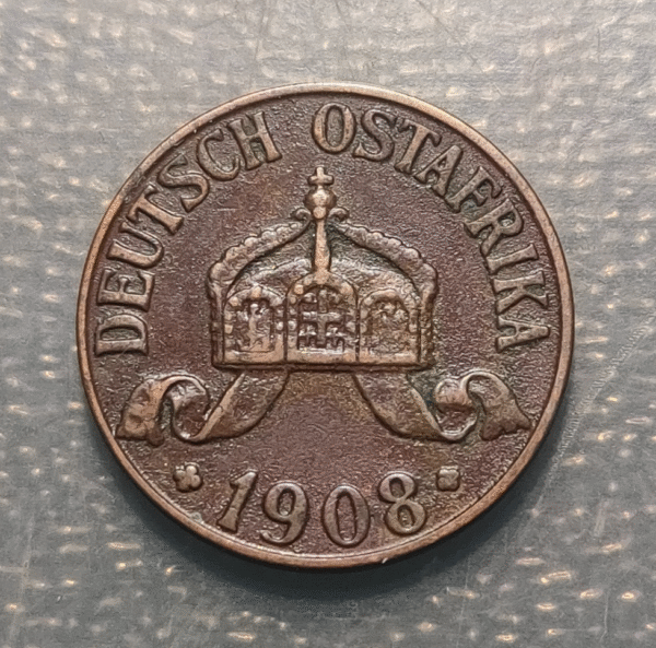 GERMAN EAST AFRICA 1 HELLER 1908 J