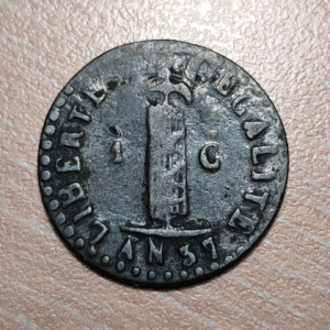 HAITI 1 CENTIME 1840 AN 37 BC+/MBC-