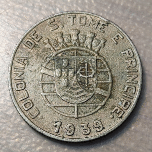 SANTO TOME Y PRINCIPE SAINT THOMAS & PRINCE PORTUGAL 1 ESCUDO 1939 KM 4
