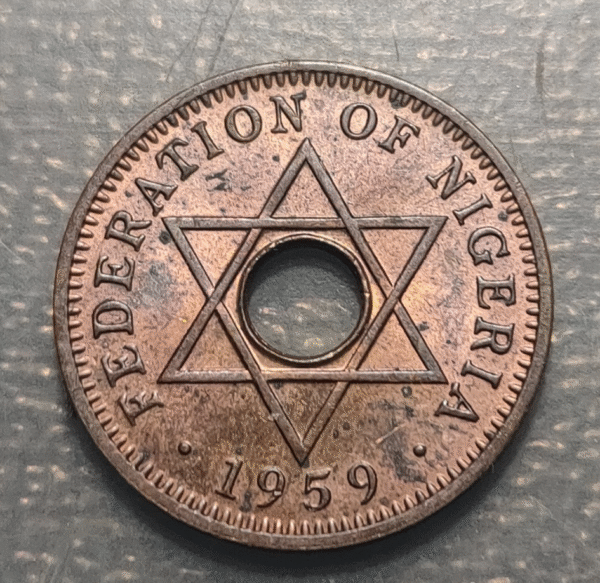 NIGERIA BRITISH PROTECTORATE ELIZABETH II 1/2 PENNY 1959 KM 1 SC UNC - Imagen 2