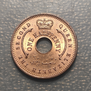 NIGERIA BRITISH PROTECTORATE ELIZABETH II 1/2 PENNY 1959 KM 1 SC UNC