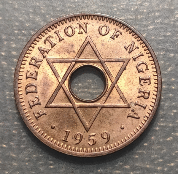 NIGERIA BRITISH PROTECTORATE ELIZABETH II 1/2 PENNY 1959 KM 1 SC UNC - Imagen 2
