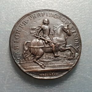 AUSTRIA GREAT BRITAIN 1744 MEDAL RECAPTURE OF PRAGUE BY CHARLES LORRAINE 43 mm
