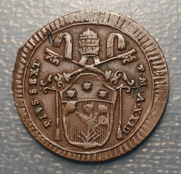 ESTADOS PAPALES PIO VI 1/2 BAIOCCHO R ANNO XXIII