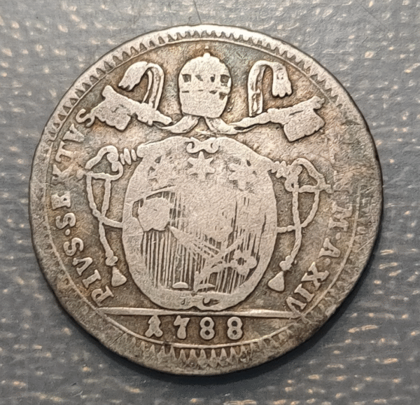 ESTADOS PAPALES PIO VI DOPPIO GIULIO 1788 - Imagen 2