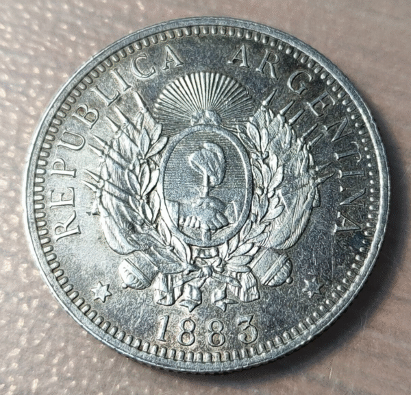 ARGENTINA 50 CENTAVOS 1883 RAYAS MBC/MBC+ - Imagen 2