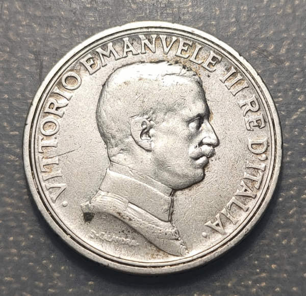ITALIA REINO VITTORIO EMANUELE III 2 LIRAS 2 LIRE 1917 FECHA ESCASA - Imagen 2