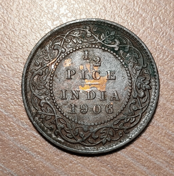 INDIA BRITANICA BRITISH INDIA EDWARD VII 1/2 PICE 1906