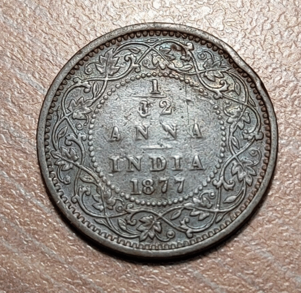 INDIA BRITANICA BRITISH INDIA VICTORIA 1/12 ANNA 1877 - Imagen 2