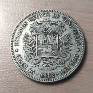 VENEZUELA 5 BOLIVARES 1912 MBC