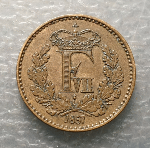 DINAMARCA DENMARK FREDERICK VII 1/2 SKILLING RIGSMONT 1857 MBC/MBC+