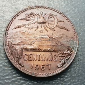 MEXICO 20 CENTAVOS 1967 EBC+/SC-