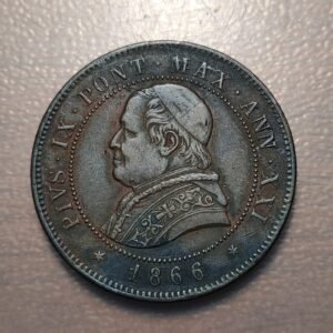 ESTADOS PAPALES VATICANO PIO IX 4 SOLDI 1866 ANNO XXI MBC+
