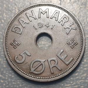 FAROE ISLANDS ISLAS FEROE 5 ORE 1941 MBC+