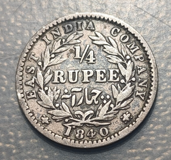 INDIA BRITISH INDIA BRITANICA VICTORIA 1/4 RUPEE 1840 BC+ - Imagen 2