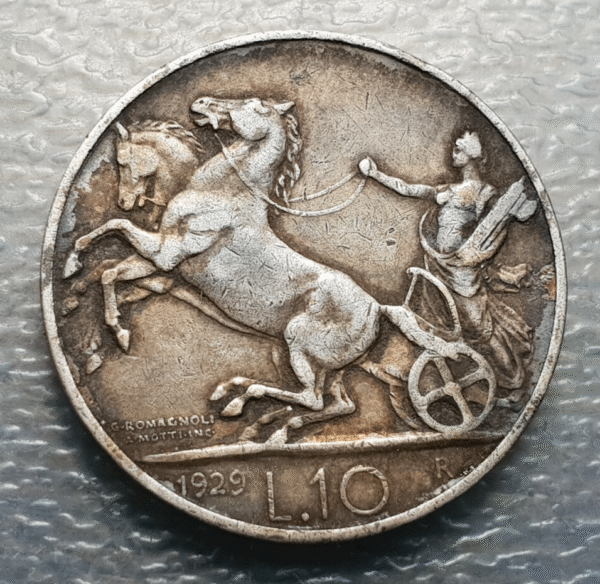 ITALIA REINO VITTORIO EMANUELE III 10 LIRAS 10 LIRE 1929 ** MBC-