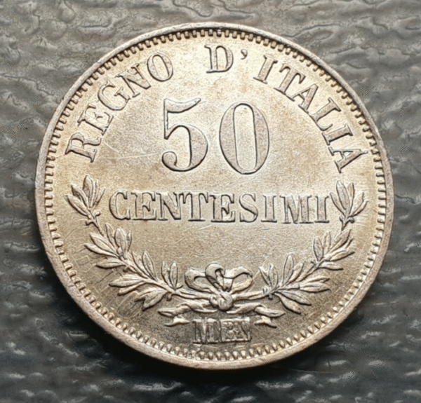 ITALIA REINO VITTORIO EMANUELE II 50 CENTESIMI 1863 M EBC+ - Imagen 2