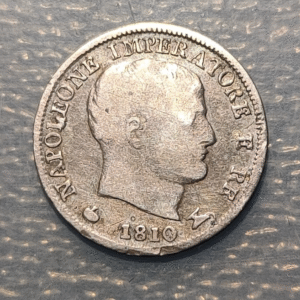 ITALIA REINO NAPOLEON BONAPARTE 5 SOLDI 1810 M MILAN BC+ LIGERAMENTE DOBLADA